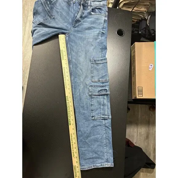 American Eagle Super Baggy High Rise Cargo Skater Jeans Size 2 Y2K Streetwear - Picture 7 of 15